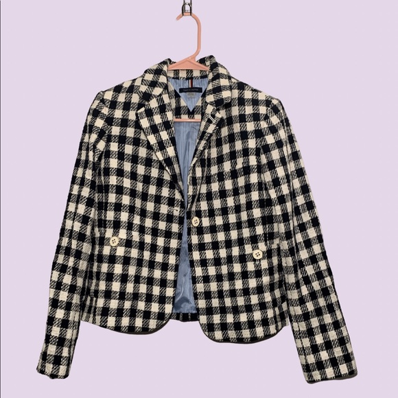 Tommy Hilfiger Size 2 Professional Checkered Black and White Suit Blazer - Picture 1 of 4